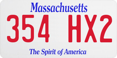 MA license plate 354HX2