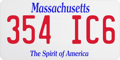 MA license plate 354IC6