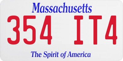 MA license plate 354IT4