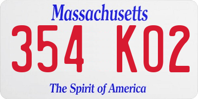 MA license plate 354KO2