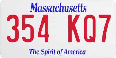 MA license plate 354KQ7