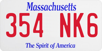 MA license plate 354NK6