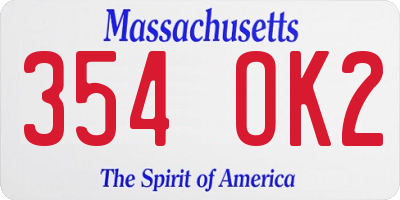 MA license plate 354OK2