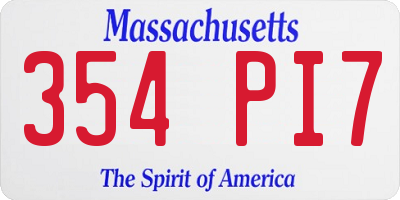 MA license plate 354PI7