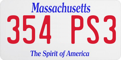 MA license plate 354PS3