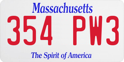 MA license plate 354PW3