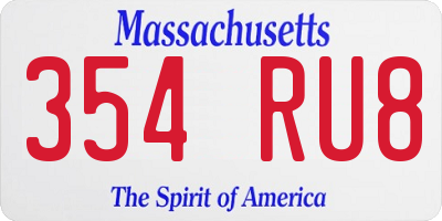 MA license plate 354RU8
