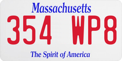 MA license plate 354WP8