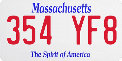 MA license plate 354YF8
