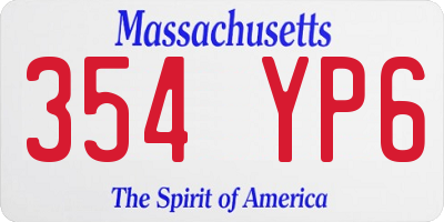 MA license plate 354YP6