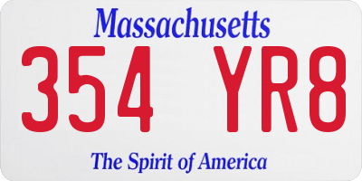 MA license plate 354YR8