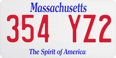 MA license plate 354YZ2