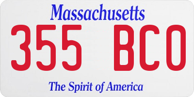 MA license plate 355BC0