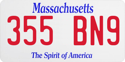MA license plate 355BN9