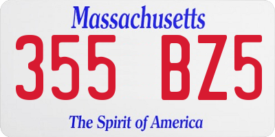 MA license plate 355BZ5