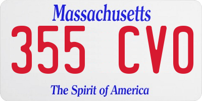 MA license plate 355CV0