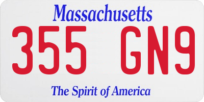 MA license plate 355GN9