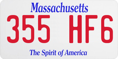 MA license plate 355HF6