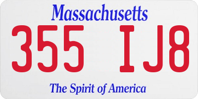 MA license plate 355IJ8