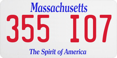 MA license plate 355IO7