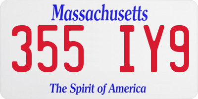 MA license plate 355IY9