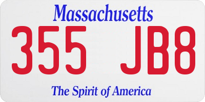 MA license plate 355JB8