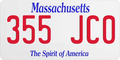 MA license plate 355JC0