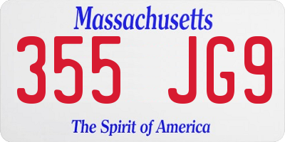 MA license plate 355JG9