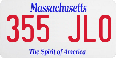 MA license plate 355JL0