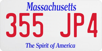 MA license plate 355JP4