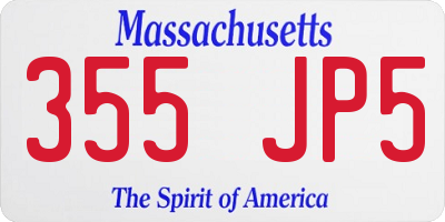 MA license plate 355JP5