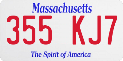 MA license plate 355KJ7