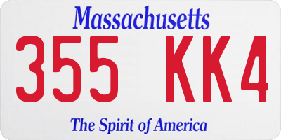 MA license plate 355KK4