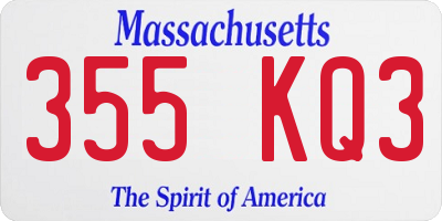 MA license plate 355KQ3
