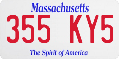 MA license plate 355KY5