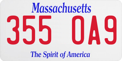 MA license plate 355OA9