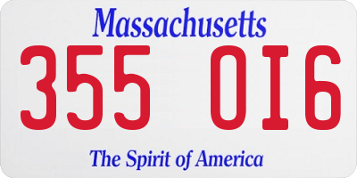 MA license plate 355OI6