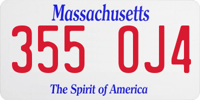 MA license plate 355OJ4