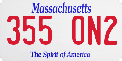 MA license plate 355ON2