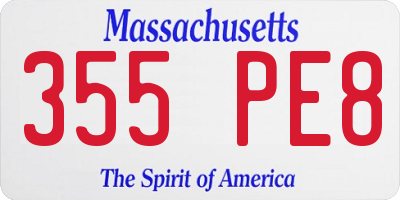 MA license plate 355PE8