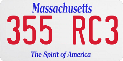 MA license plate 355RC3