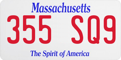 MA license plate 355SQ9