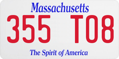 MA license plate 355TO8