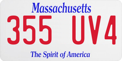 MA license plate 355UV4