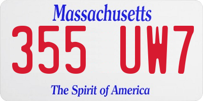 MA license plate 355UW7