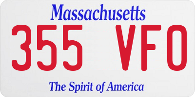 MA license plate 355VF0
