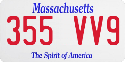 MA license plate 355VV9