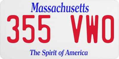 MA license plate 355VW0