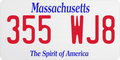 MA license plate 355WJ8