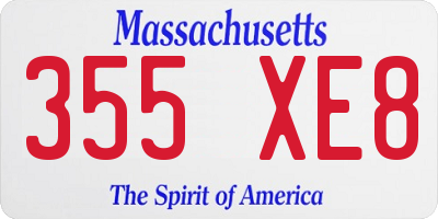 MA license plate 355XE8